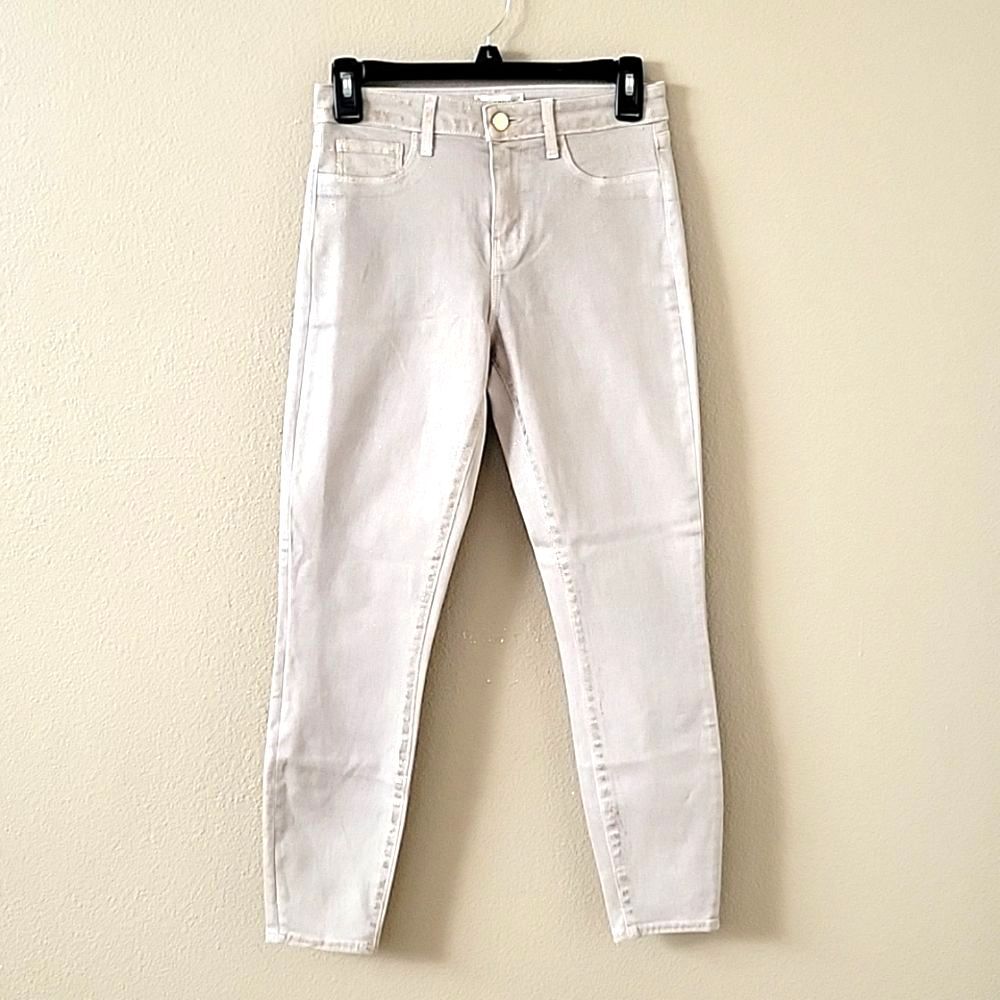 L'Agence Biscuit Gold Glitter Coated Margot High Rise Skinny Jeans - Size 26